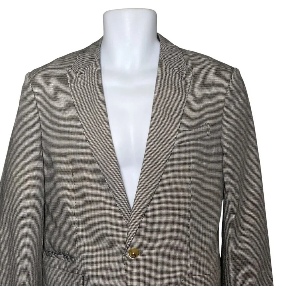 Intermezzo Blazer Sport Coat 1 Button Gray Plaid Double Vents Lined Mens